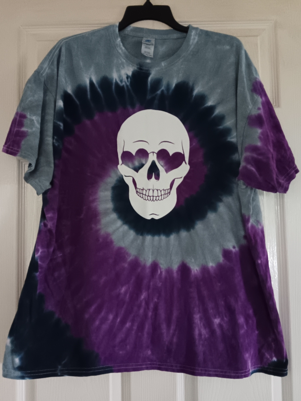 Tie-Dye Skull Graphic Tee - Purple & Gray Kids Shirt